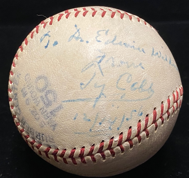 Ty Cobb Single-Signed Baseball (JSA LOA) on National Brand Official League Baseball 