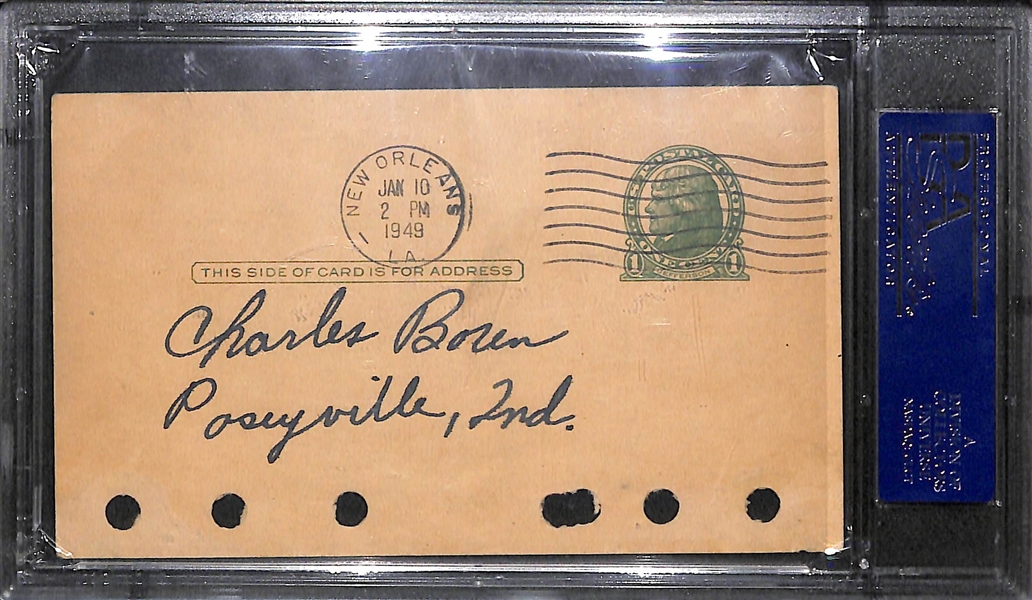 Mel Ott Signed Index Postcard (Dated 1949) - PSA/DNA Authenticated/Slabbed