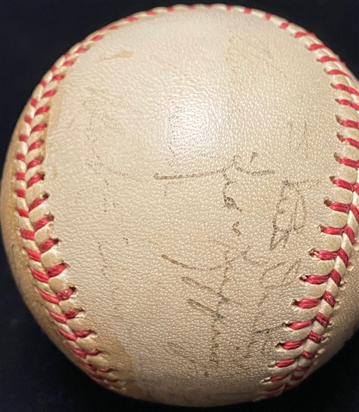 Joe DiMaggio Signed Pacific Coast League Baseball - 18 Autographs w. DiMaggio, Pee Wee Reese, Red Ruffing, Hugh Casey, Virgil Trucks, Johnny Mize, Joe Gordon, McCosky, +