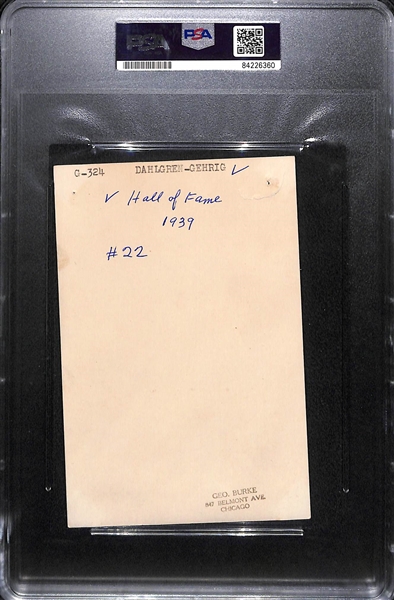 Original 1930s Lou Gehrig and Babe Dahgren Type 1 Photo  (4x6) From George Burke - PSA/DNA Slabbed - George Burke Stamp on Back