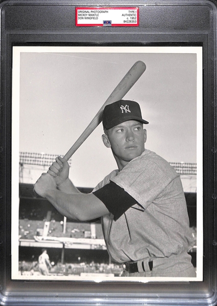 Original c. 1952 Mickey Mantle Type1 Photo  (8x10) From Don Wingfield - PSA/DNA Slabbed - Don Wingfield Stamp on Back