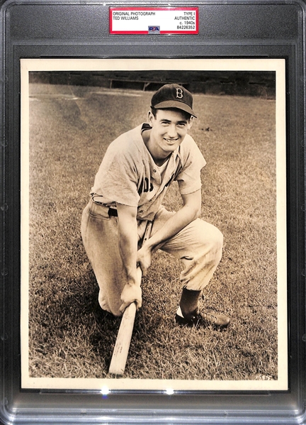 Original c. 1940s Ted WIlliams Type 1 Photo  (8x10) - PSA/DNA Slabbed