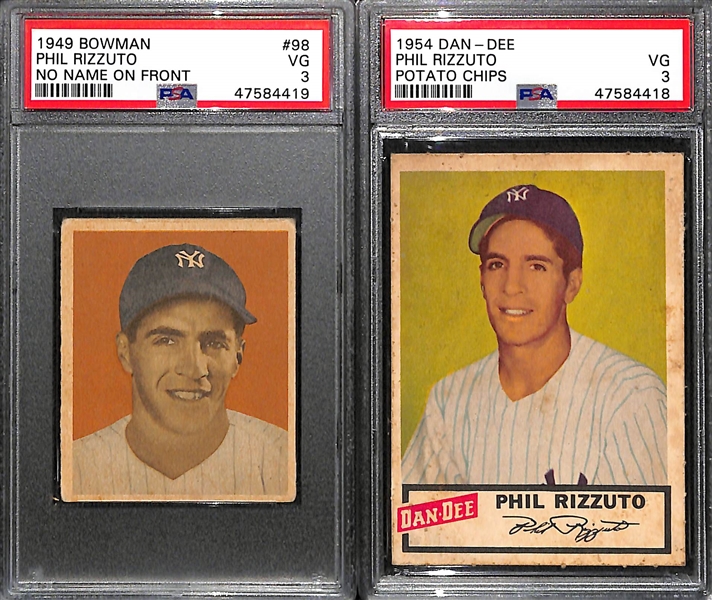 Phil Rizzuto Lot - 1949 Bowman (PSA 3) and 1954 Dan-Dee Potato Chips (PSA 3)