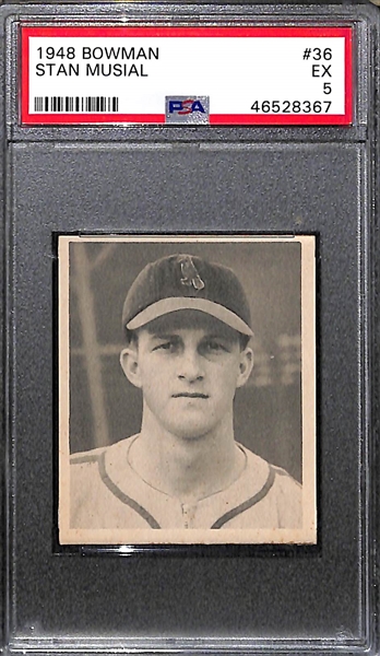 RARE High-Grade 1948 Bowman Stan Musial #36 Rookie Graded PSA 5