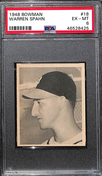 1948 Bowman Warren Spahn #18 Rookie Graded PSA 6
