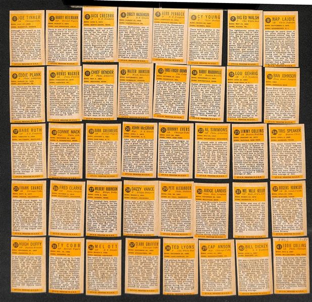 1963 Topps Bazooka All-Time Greats Near Complete Set (40 of 41 Cards) - Missing on Card #34 (Mickey Cochrane) - Mostly Pack Fresh