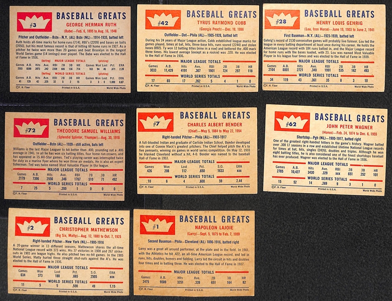 1960 Fleer Baseball Greats Complete High-Grade Set - All 79 Cards!