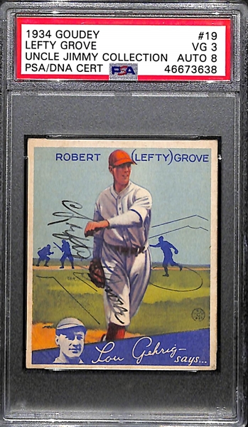 1934 Goudey Lefty Grove (HOF) #19 PSA 3 (Autograph Grade 8) - Only 1 of 4 PSA Examples Higher! d. 1975