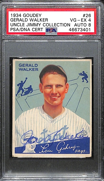 1934 Goudey Gerald Gee Walker #26 PSA 4 (Autograph Grade 8) - Only 1 is Graded Higher, Only 3 PSA Examples Exist! d. 1973