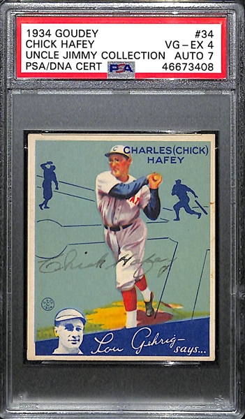 1934 Goudey Chick Hafey (HOF) #34 PSA 4 (Autograph Grade 7) - Only 1 Graded Higher, d. 1973