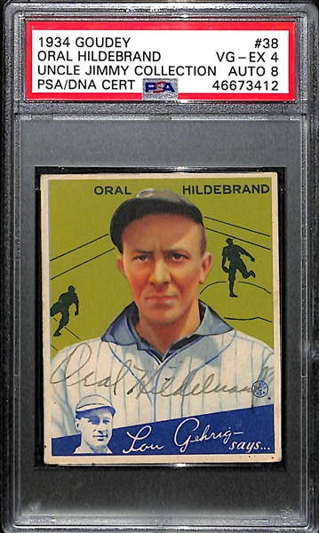 1934 Goudey Oral Hildebrand #38 PSA 4 (Autograph Grade 8) - Only 1 Graded Higher (Only 3 PSA Exist), d. 1977