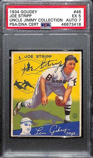 1934 Goudey Joe Stripp #46 PSA 5 (Autograph Grade 7) - Pop 1 (Only 3 Ever PSA Graded), d. 1989