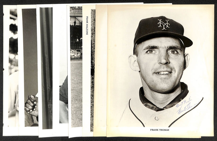 Lot of (8) Signed 1960s Baseball Photos Inc. (2) Simmons, Hinton, Gentile, (2) F. Thomas, Drabowski, Malzone