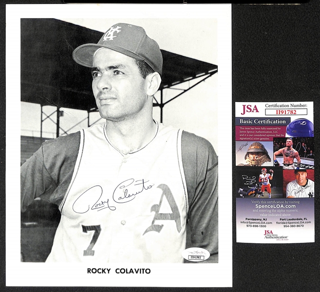 Lot of (6) Signed 1960s Baseball Signed Photos - Gilliam, B. Robinson, Bauer, Brandt, Barber, Colavito 