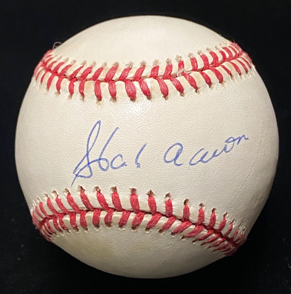 Hank Aaron and Willies Mays Signed Rawlings Official NL Baseball (JSA LOA)