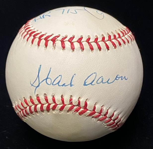 Hank Aaron and Al Downing (HR 715 Inscription) Signed Rawlings Official NL Baseball (Beckett COA)