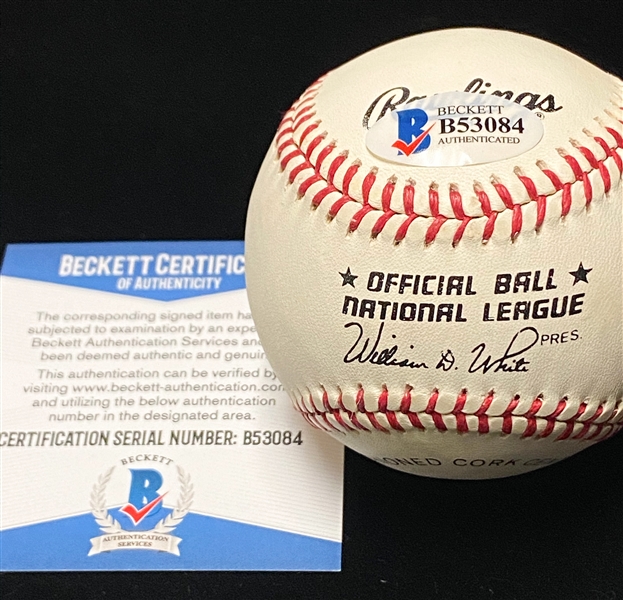 Hank Aaron and Al Downing (HR 715 Inscription) Signed Rawlings Official NL Baseball (Beckett COA)
