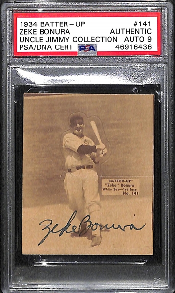 Rare (1/1) 1934 Batter-Up Zeke Bonura #141 PSA Authentic (Autograph Grade 9) - ONLY ONE PSA GRADED
