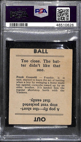 1936 Goudey Frank Crosetti PSA 4 (Autograph Grade 9) - Pop 1 (Only 2 Ever PSA Graded)