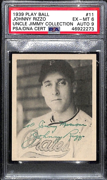 RARE 1939 Play Ball Johnny Rizzo #11 PSA 6 (Autograph Grade 9) - Pop 1 (ONLY ONE PSA Graded)