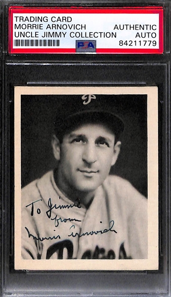 Lot of 2 - 1939 Play Ball Red Ruffing #3 PSA Authentic (Auto Grade 9) & Morrie Arnovick PSA Authentic Autograph