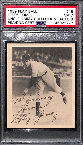 RARE (1/1) 1939 Play Ball Lefty Gomez (HoF) #48 PSA 7 (Autograph Grade 8) - Pop 1 (Highest Grade, Only 6 PSA Examples)