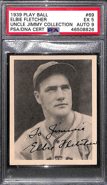 1939 Play Ball Elbie Fletcher #69 PSA 5 (Autograph Grade 9) - Pop 1 (Highest Grade - Only 2 Ever Graded)