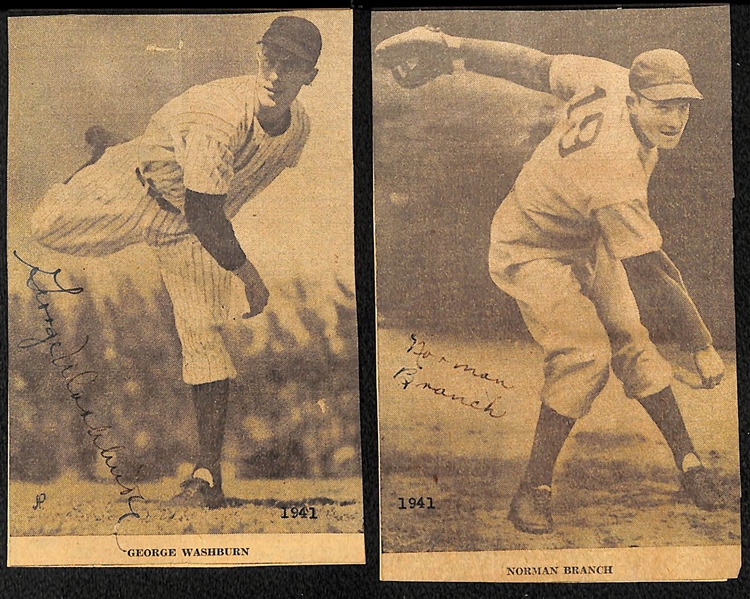 Lot of (5) Signed Baseball Newspaper Clippings from Uncle Jimmy Scrapbook (3 Steve Peek, George Washburn, Norman Branch) - JSA Auction LOA