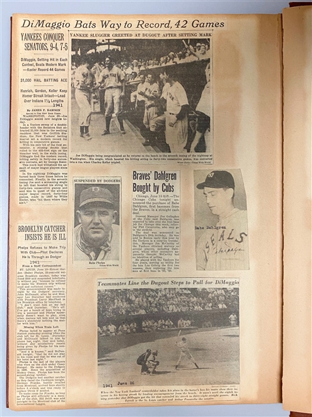 1941 Baseball Scrapbook from Uncle Jimmy Collection w. Autographs of Pete Reiser and Babe Dahlgren