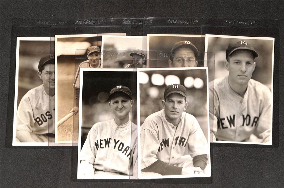 Lot of (7) 1930s-40s George Burke Type 1 Photos (4x6) w. D. DiMaggio, V. DiMaggio, T. Lazzeri