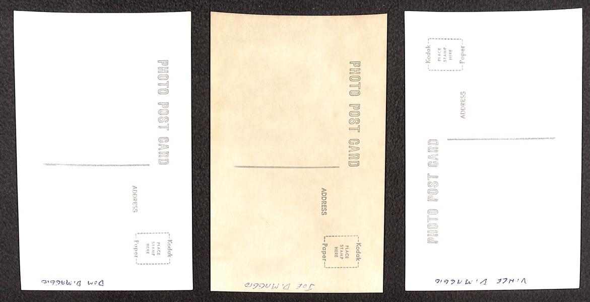 Lot of (3) 1950s-1960s Real Photo Postcards Off Original Negatives - Joe, Dom, and Vince DiMaggio (From George Burke/George Brace).