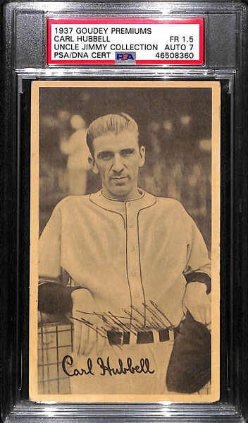 1937 Goudey Premiums Carl Hubbell PSA 1.5 (Autograph Grade 7)