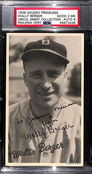 Lot of 3 PSA Graded Signed 1936 Goudey Premiums - Russ Van Atta, Alex Kampouris, Wally Berger
