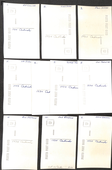 Lot of (5) Team/AS Sets of 1950s-1960s Baseball Photo Postcards - (2) 1934 Cardinals Team Sets, 1933 All-Star Set, (2) 1929 Cubs Sets,  (From George Burke/George Brace)