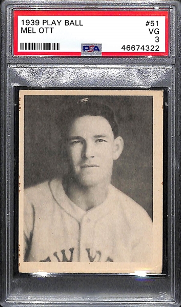 1939 Play Ball Mel Ott #51 Graded PSA 3
