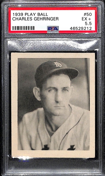 1939 Play Ball Charlie Gehringer #50 Graded PSA 5.5