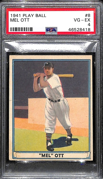 1941 Play Ball Mel Ott #8 Graded PSA 4