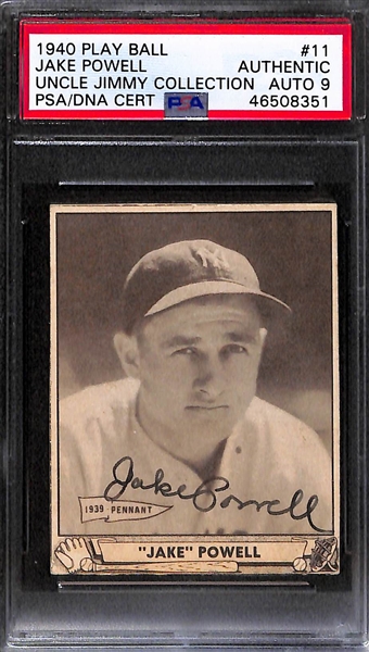 Lot of 2 - 1940 Play Ball Red Ruffing #10 PSA Authentic (Autograph Grade 7) & 1940 Play Ball Jake Powell PSA Authentic (Autograph Grade 9)