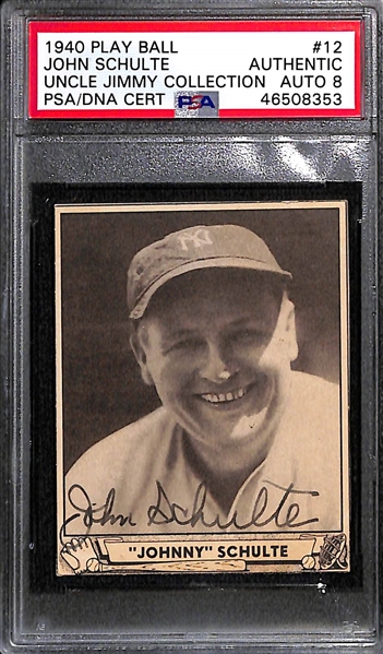 Lot of 2 - 1940 Play Ball John Schulte PSA Authentic (Autograph Grade 8) & Frankie Hayes PSA Authentic Autograph