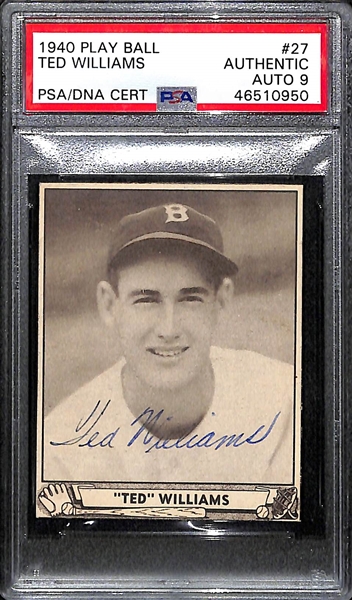 1940 Play Ball Ted Williams #27 PSA Authentic (Autograph Grade 9)