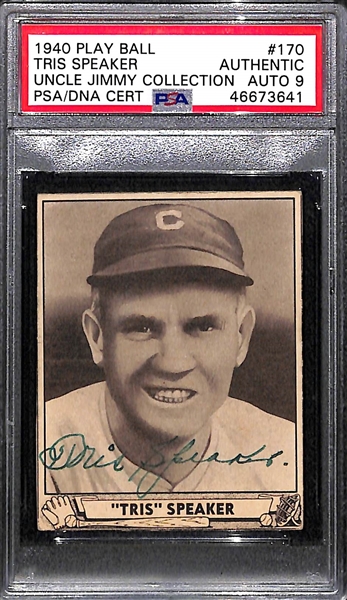 1940 Play Ball Tris Speaker #170 PSA Authentic (Autograph Grade 9)