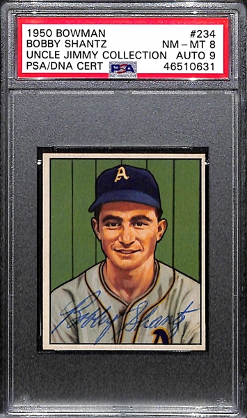 Signed 1950 Bowman Bobby Shantz #234 PSA 8 (Autograph Grade 9) Pop 1 (No Others Graded Higher Than PSA 3)