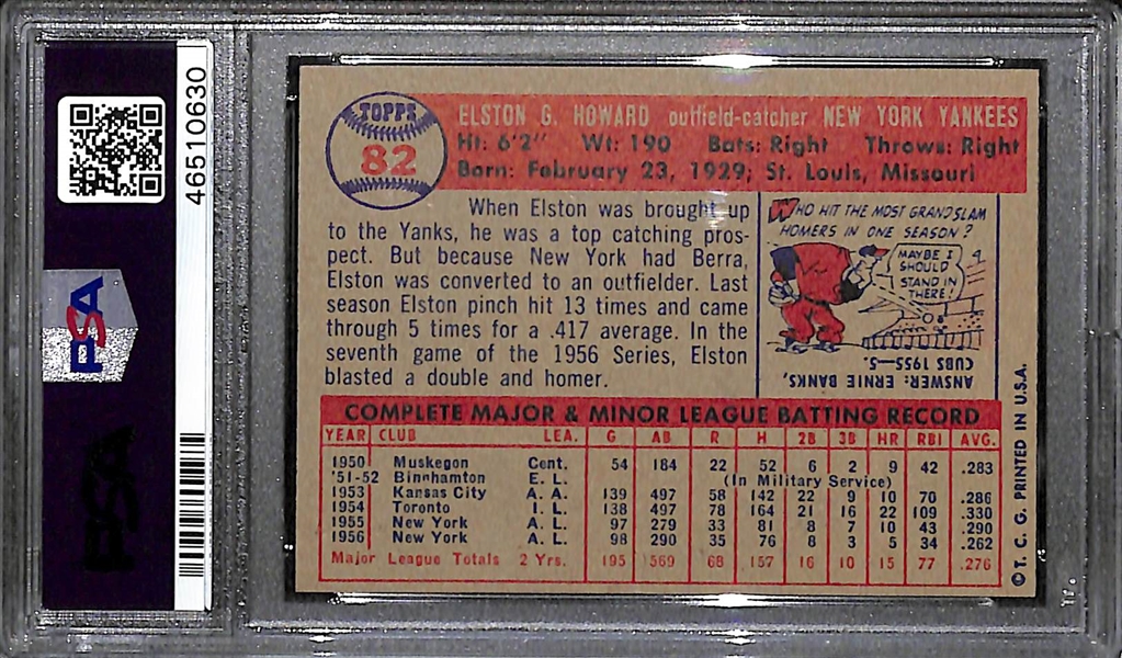 Signed 1957 Topps Elston Howard #82 PSA 6 (Autograph Grade 6) - Pop 1 (Highest Grade of 13 Examples)