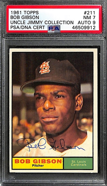 Lot of 2 1961 Topps Signed PSA Graded Cards - Bob Gibson & Stan Musial