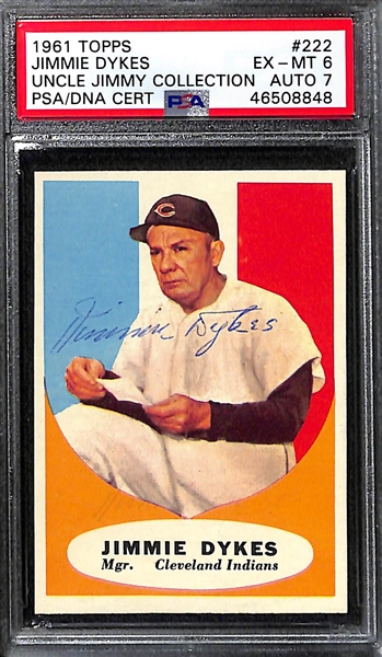 Lot of 3 1961 Topps Signed PSA Graded Cards - Alston, Jimmie Dykes, Red Schoendienst
