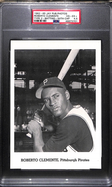1962-65 Jay Publishing Photos Roberto Clemente - Type 2 Batting w. Cap - PSA 4.5
