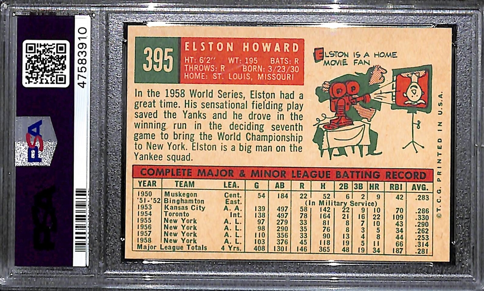 1959 Topps Elston Howard #395 Graded PSA 8