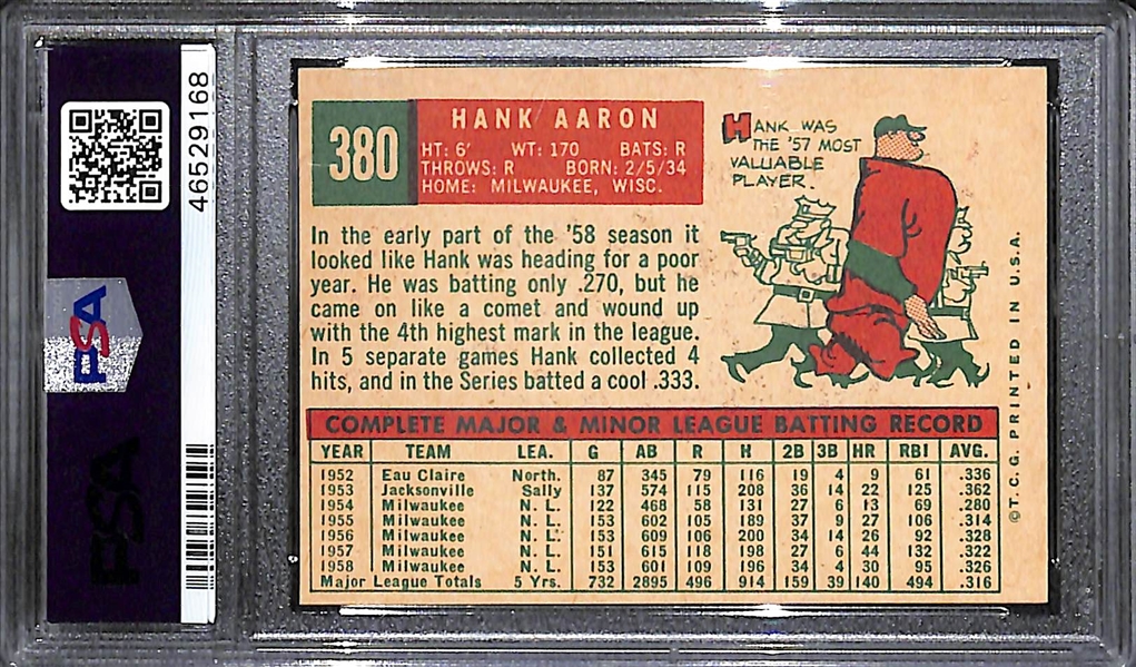 1959 Topps Hank Aaron #380 Graded PSA 4