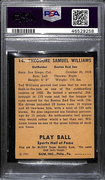 1941 Play Ball Ted Williams #14 PSA Authentic Altered