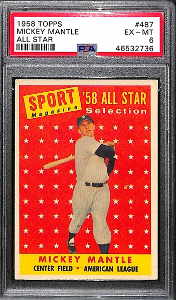 1958 Topps Mickey Mantle All-Star #487 PSA 6